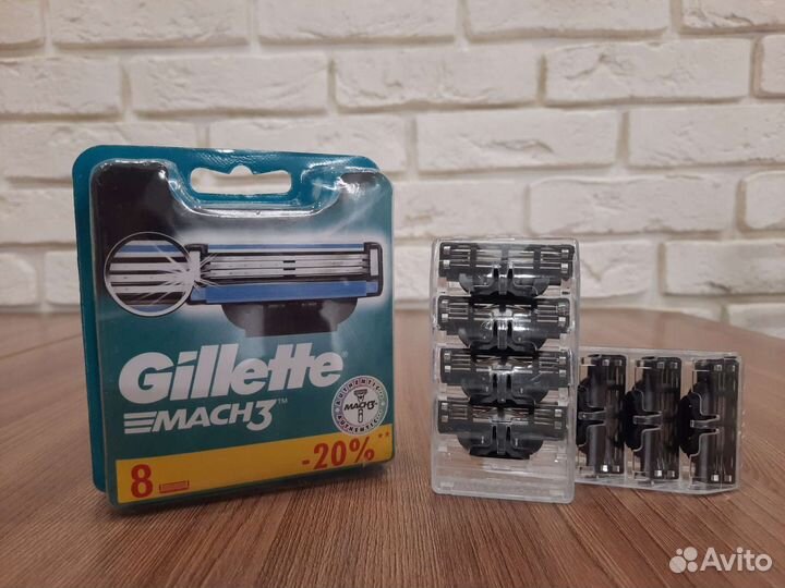 Лезвия Gillette mach3, упаковка 8шт