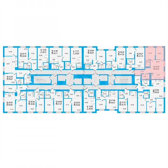 2-к. квартира, 68,9 м², 22/27 эт.