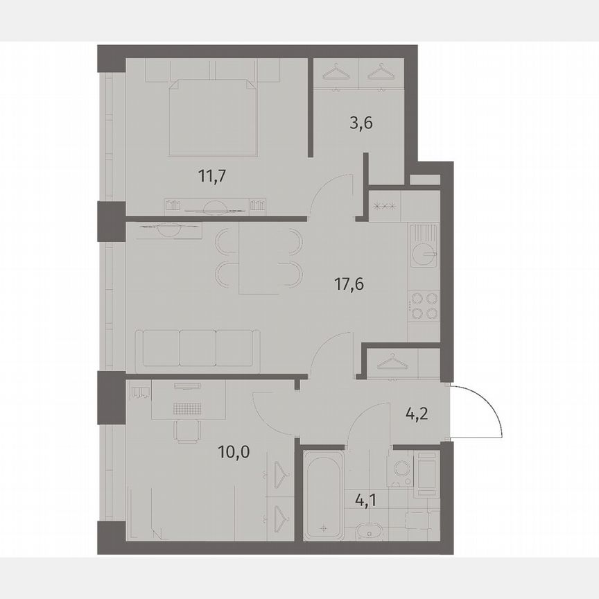2-к. квартира, 51,2 м², 3/11 эт.