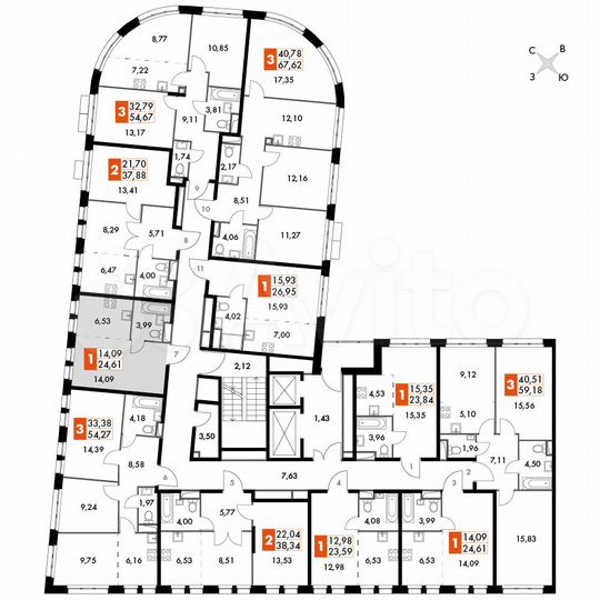 1-к. апартаменты, 24,6 м², 11/15 эт.