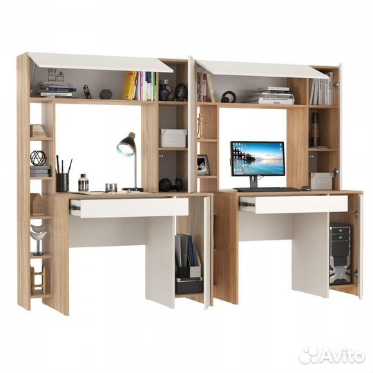 Два стола для домашнего офиса Mobi Комфорт 12.71 цвет дуб сонома/белый/дуб золотой/белый