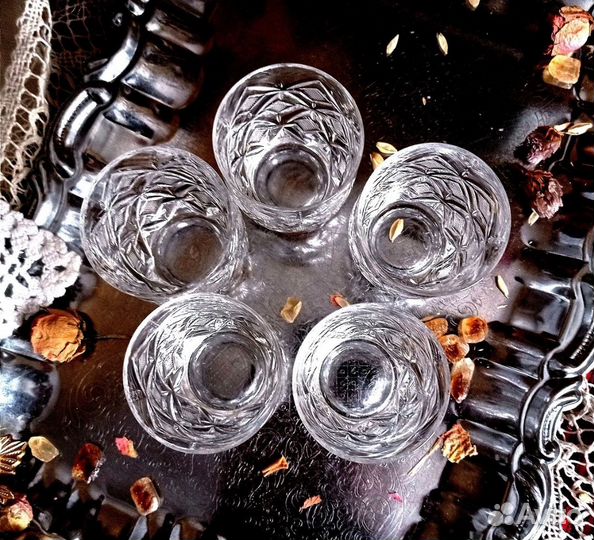 Набор, хрусталь штоф (графин) и рюмки 5 шт