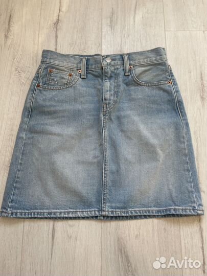 Юбка джинсовая Levis 40 42 XS S мини голубая