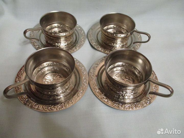 Набор -подстаканники с тарелочками (мельхиор) 1982