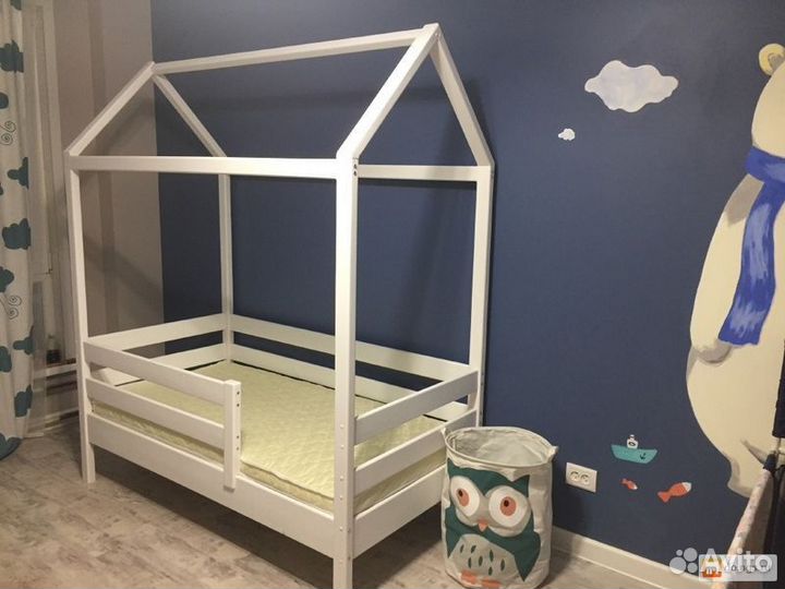 Кроватка домик высокий борт для малыша из натураль