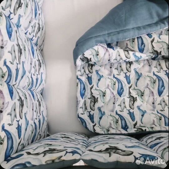 Бортики в кроватку лен 100