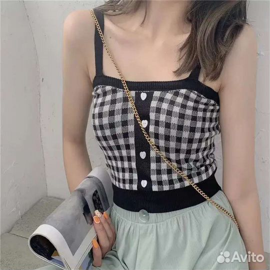 Клетчатый кроп топ