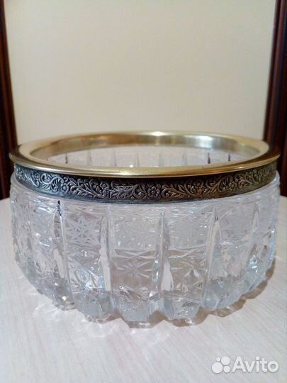Новая конфетница СССР, хрусталь + мельхиор