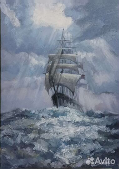 Картина маслом на холсте корабль море