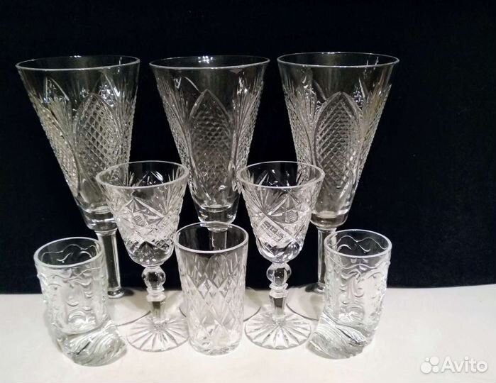 Рюмки, фужеры, стаканчики хрустальные