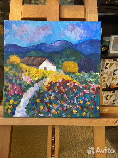 Картина маслом пейзаж Италии с домиком