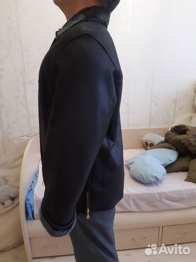 Кожаная дубленка мужская 48