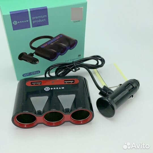 Зарядное устройство WF-0966 2x USB 3A + разветвит