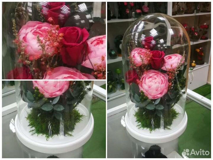 Вечные пионы в колбе - лучший подарок. Арт 133, от