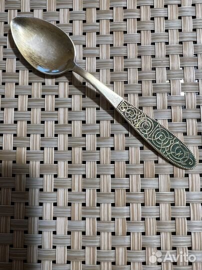 Ложка кофейная серебро, эмаль СССР