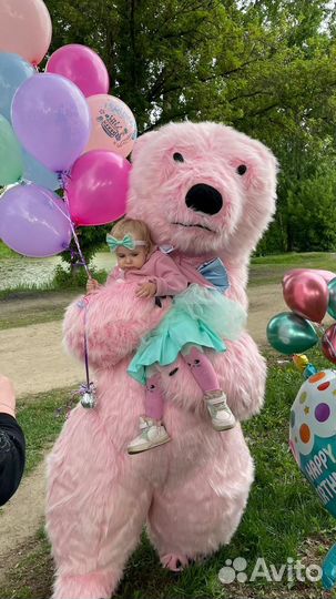 Белый мишка поздравление, медведь Тедди, шары