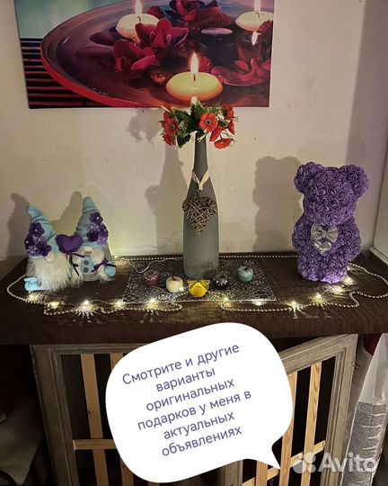 Мишка из роз вечные розы