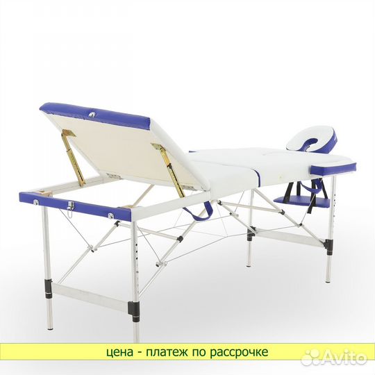 Массажная кушетка JF-AY01A 3 секции, бело-синий
