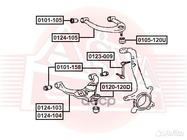 Рычаг передний нижний левый 0124103 asva