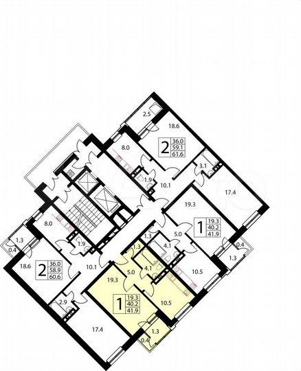 1-к. квартира, 41,9 м², 15/17 эт.