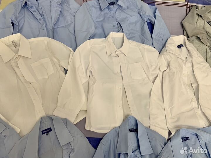 12рубашек, 3брюк, спорт.костюм 1-2класс