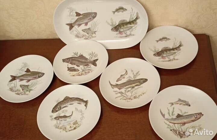 Сервиз ГДР, рыбы, фарфор, kahla