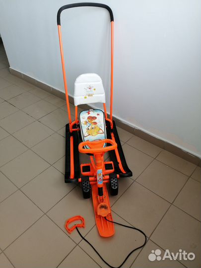 Снегокат с ручкой и колёсами Nika Kids