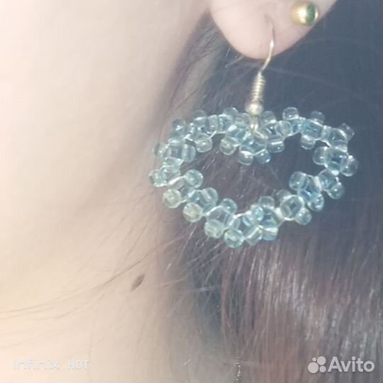 Серьги из бисера в виде сердца