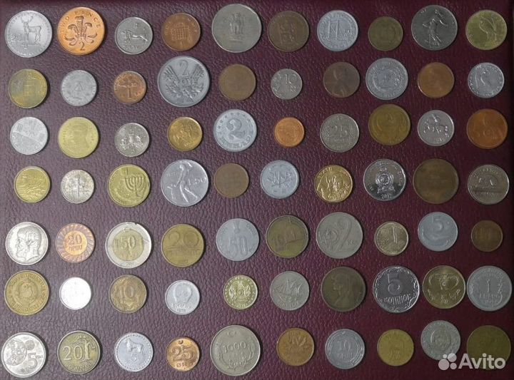 Иностранные монеты 70 шт Все разные