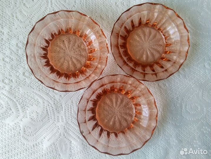 Розетки для варенья СССР карамельное стекло 3шт