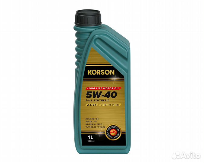 Масло моторное 5w40 korson full synthetic 1л