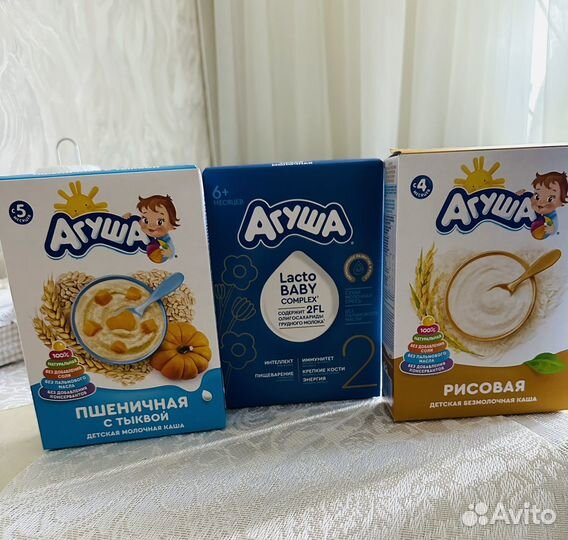 Детская смесь агуша 2, каши обмен