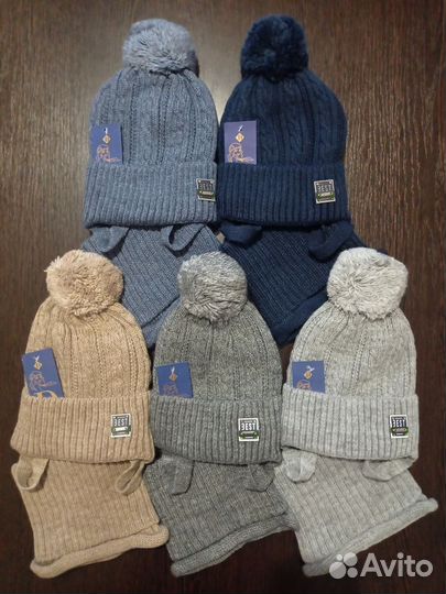 Комплект шапка и снуд для мальчиков, зимний