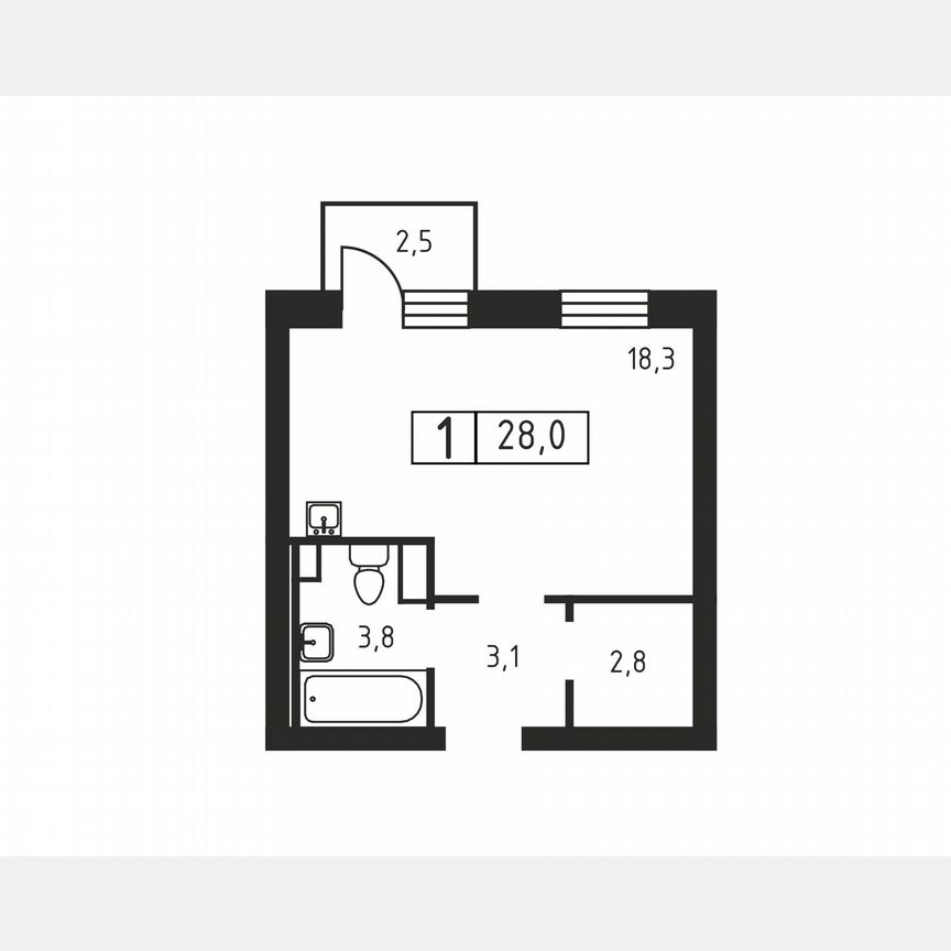 Квартира-студия, 28 м², 3/3 эт.