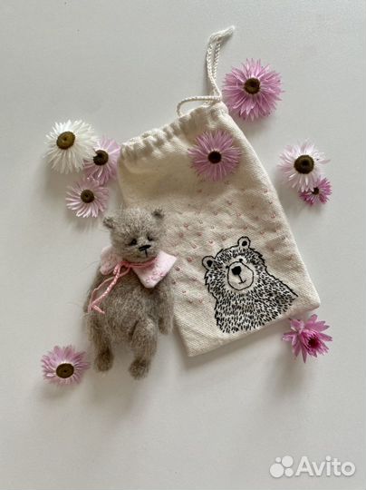 Мишка Тедди Лепесток вязаный в мешочке