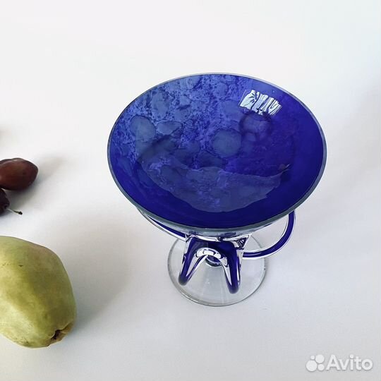 Ваза для фруктов синее стекло Makora бу