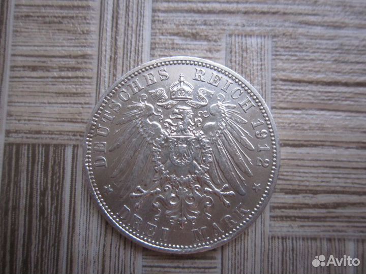 Бавария 3 марки 1912 год