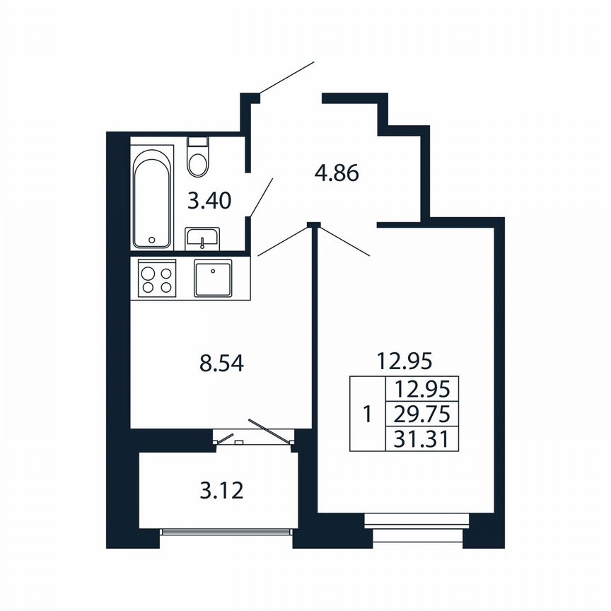 1-к. квартира, 32,9 м², 10/12 эт.