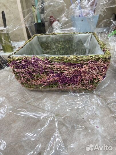 Корзины из сухоцветов квадратные
