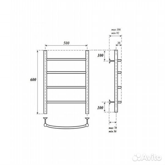 Полотенцесушитель водяной Point Афина PN04156BR П