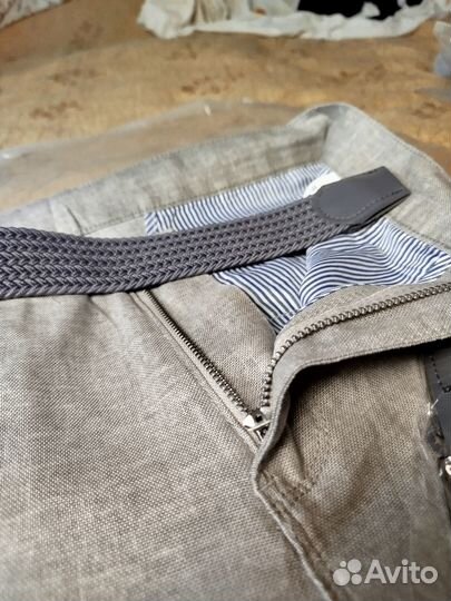 Брюки мужские серые льняные