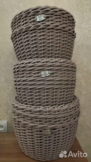 Набор кашпо из ротанга 3 шт Отличный подарок