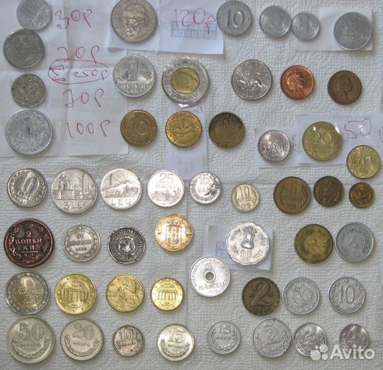 Монеты России и др. стран - медь, серебро, никель