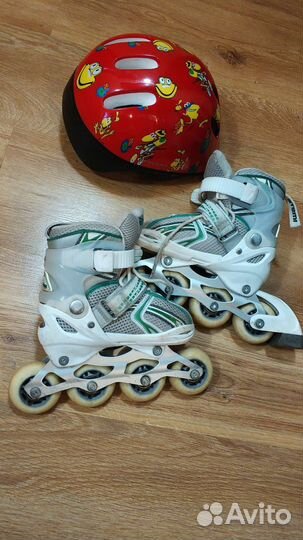 Детские роликовые коньки (разм 27-30) и шлем xs