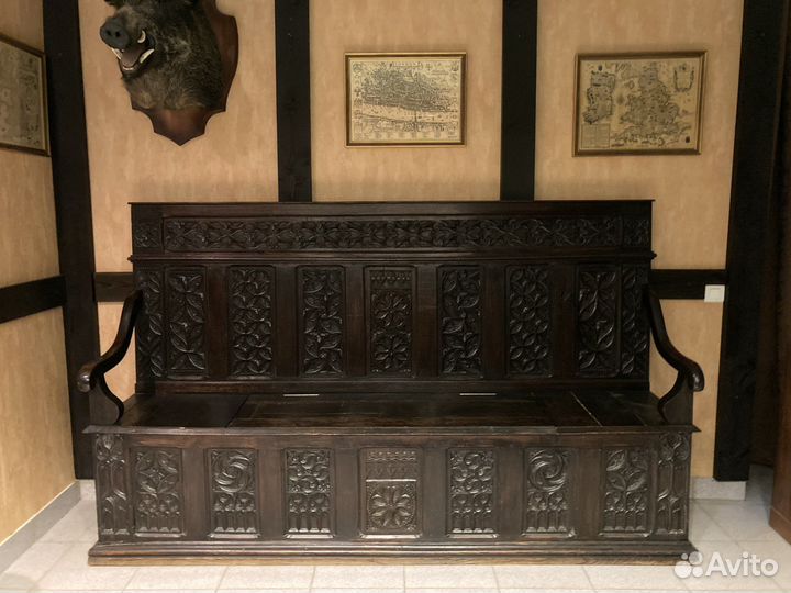Антикварная скамья/диван/прихожая, готика
