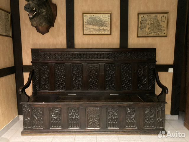 Антикварная скамья/диван/прихожая, готика