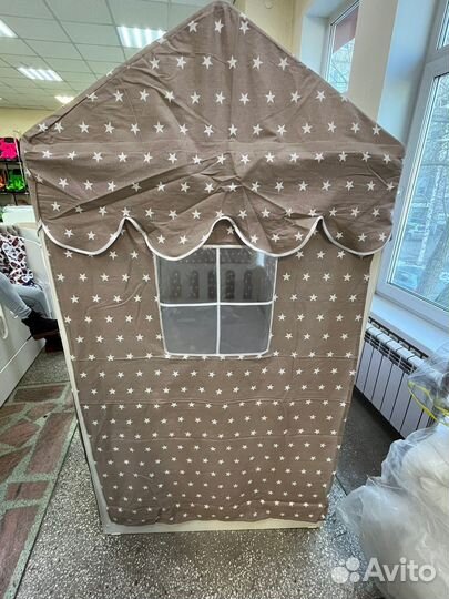 Шторки с балдахином для кроватки Домик (новая)