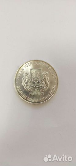 10 долларов 1977 Сингапур. Серебро