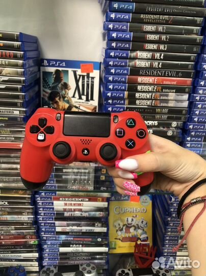 Джойстик ps4 Оригинал Красно черный