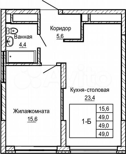 1-к. квартира, 49 м², 15/30 эт.